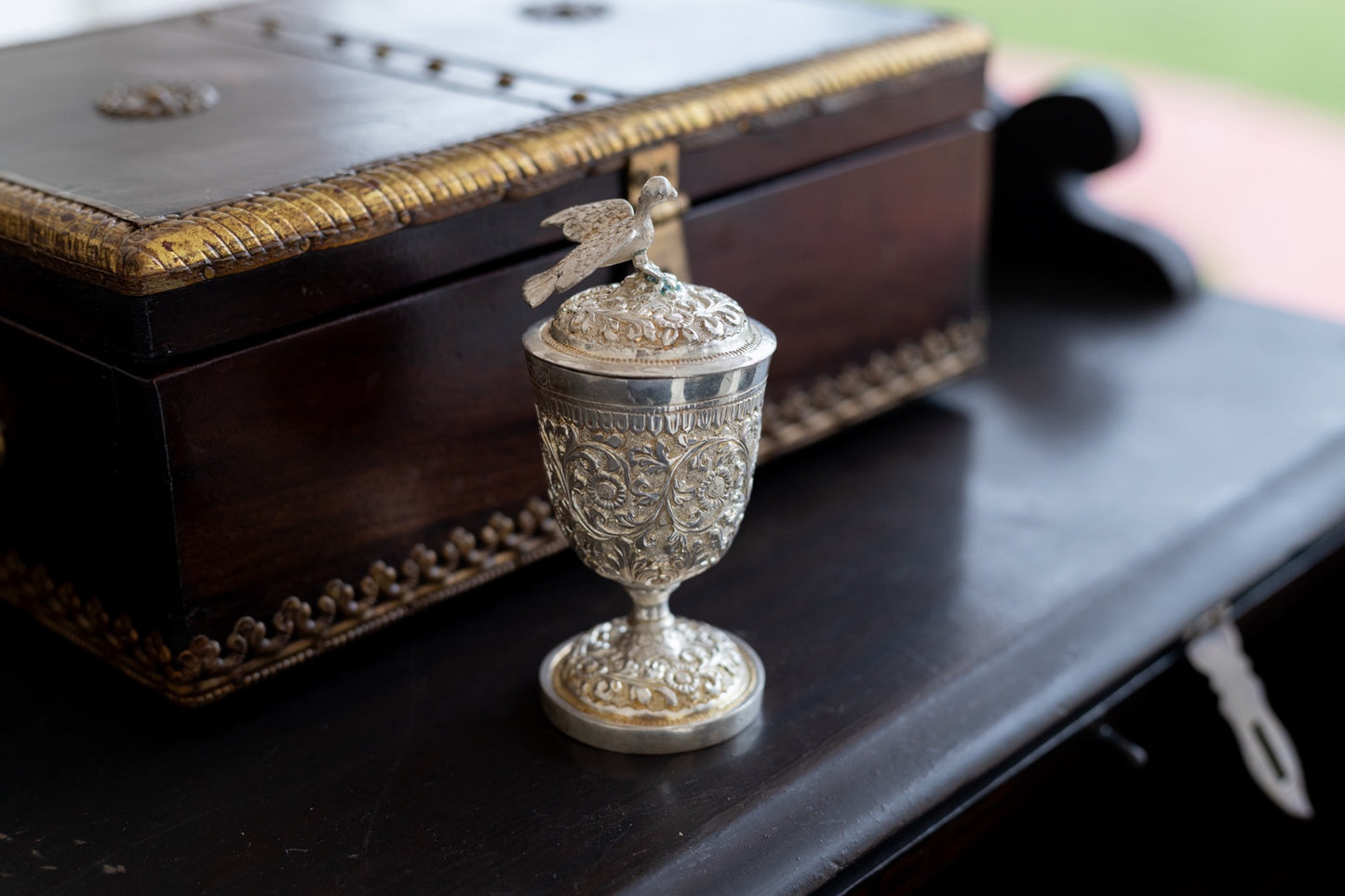 Antique birdie silver cup
