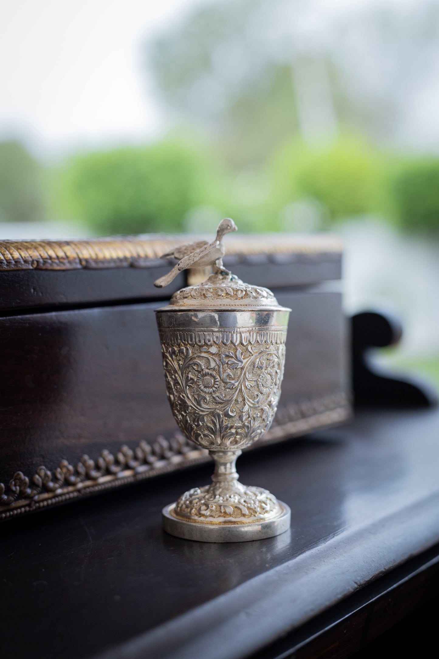 Antique birdie silver cup