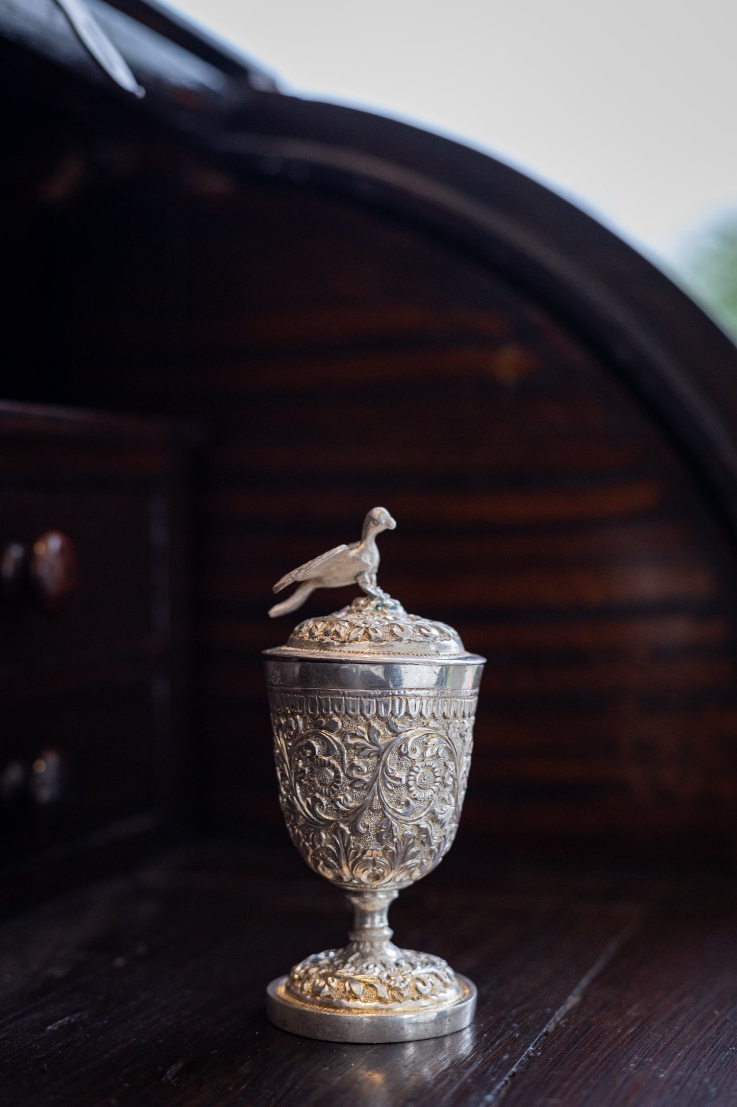 Antique birdie silver cup