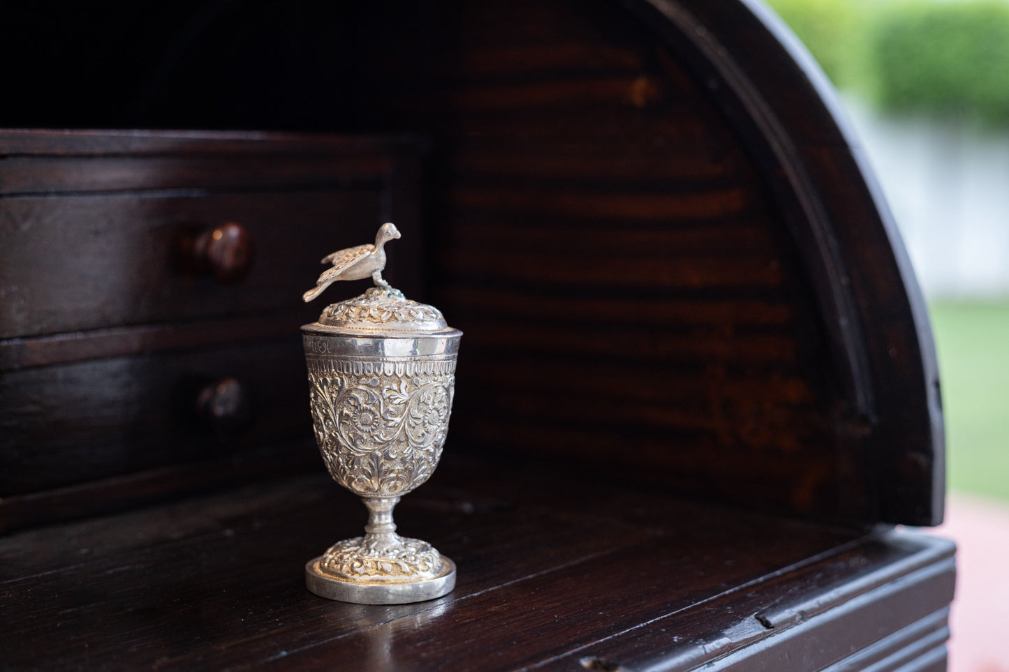 Antique birdie silver cup