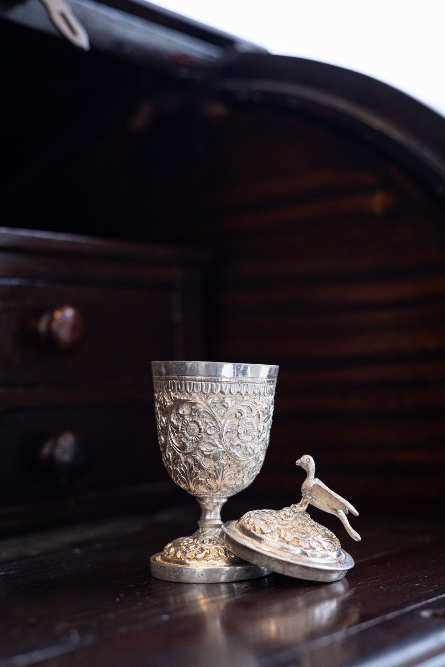 Antique birdie silver cup